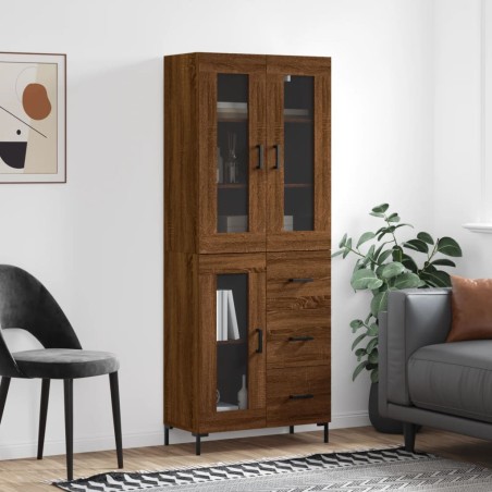 vidaXL Aparador alto madera contrachapada marrón roble 69,5x34x180 cm