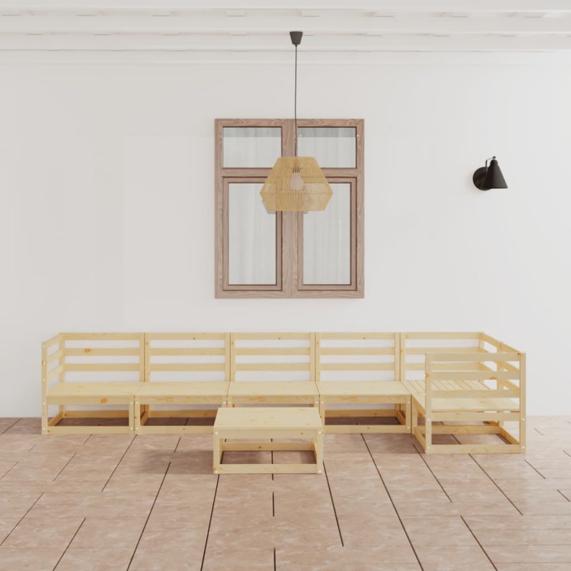 vidaXL Juego de muebles de jardín 7 piezas madera maciza de pino vidaXL Juego de muebles de jardín 7 piezas madera maciza de pino