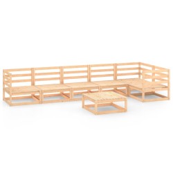 vidaXL Juego de muebles de jardín 7 piezas madera maciza de pino