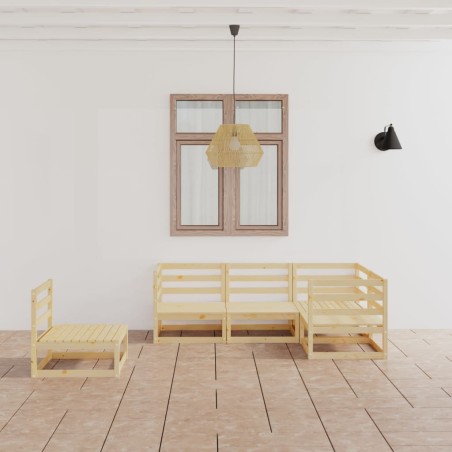 vidaXL Juego de muebles de jardín 5 piezas madera maciza de pino