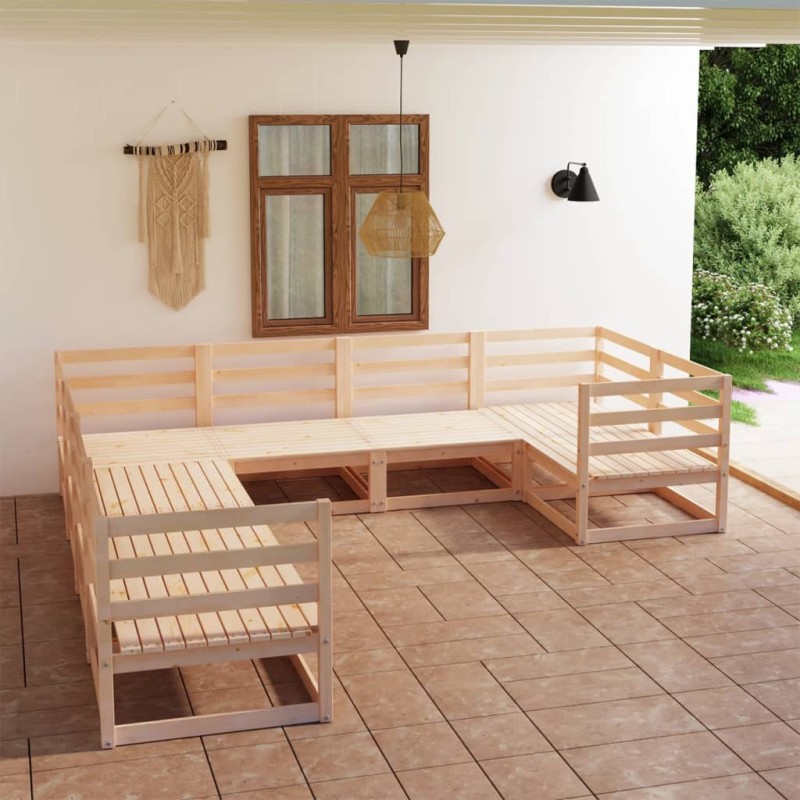 vidaXL Juego de muebles de jardín 8 piezas madera maciza de pino vidaXL Juego de muebles de jardín 8 piezas madera maciza de pino