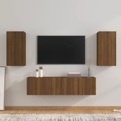 vidaXL Set de muebles para TV 4 pzas madera contrachapada marrón roble