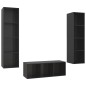 vidaXL Muebles de salón 3 piezas madera de ingeniería negro con brillo