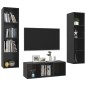vidaXL Muebles de salón 3 piezas madera de ingeniería negro con brillo