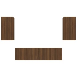 vidaXL Set de muebles para TV 4 pzas madera contrachapada marrón roble