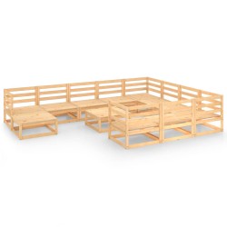 vidaXL Juego de muebles de jardín 12 piezas madera maciza de pino