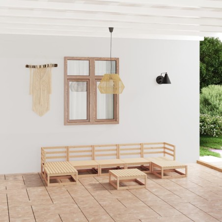 vidaXL Juego de muebles de jardín 8 piezas madera maciza de pino