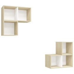 vidaXL Muebles de salón 4 pzas madera ingeniería blanco y roble Sonoma