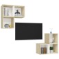 vidaXL Muebles de salón 4 pzas madera ingeniería blanco y roble Sonoma