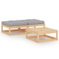 vidaXL Juego de muebles de jardín 3 pzas y cojines madera pino maciza