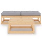 vidaXL Juego de muebles de jardín 3 pzas y cojines madera pino maciza