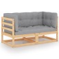 vidaXL Juego de muebles de jardín 3 pzas y cojines madera pino maciza