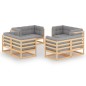 vidaXL Juego de muebles de jardín 8 pzas y cojines madera pino maciza