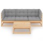 vidaXL Muebles de jardín 4 piezas con cojines de madera de pino maciza vidaXL Muebles de jardín 4 piezas con cojines de madera de pino maciza