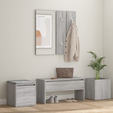 vidaXL Set de muebles de recibidor madera contrachapada gris Sonoma