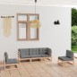 vidaXL Juego de muebles de jardín 5 pzas y cojines madera pino maciza vidaXL Juego de muebles de jardín 5 pzas y cojines madera pino maciza