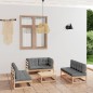 vidaXL Juego de muebles de jardín 7 pzas y cojines madera pino maciza vidaXL Juego de muebles de jardín 7 pzas y cojines madera pino maciza