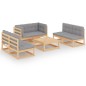 vidaXL Juego de muebles de jardín 7 pzas y cojines madera pino maciza vidaXL Juego de muebles de jardín 7 pzas y cojines madera pino maciza