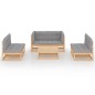 vidaXL Juego de muebles de jardín 7 pzas y cojines madera pino maciza vidaXL Juego de muebles de jardín 7 pzas y cojines madera pino maciza