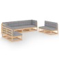 vidaXL Muebles de jardín 8 piezas con cojines de madera de pino maciza vidaXL Muebles de jardín 8 piezas con cojines de madera de pino maciza