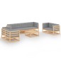 vidaXL Juego de muebles de jardín 9 pzas y cojines madera pino maciza vidaXL Juego de muebles de jardín 9 pzas y cojines madera pino maciza