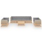 vidaXL Juego de muebles de jardín 9 pzas y cojines madera pino maciza vidaXL Juego de muebles de jardín 9 pzas y cojines madera pino maciza