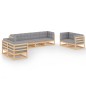 vidaXL Juego de muebles de jardín 8 pzas y cojines madera pino maciza