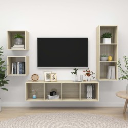 vidaXL Juego de muebles de salón 4 pzas madera ingeniería roble Sonoma