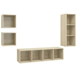 vidaXL Juego de muebles de salón 4 pzas madera ingeniería roble Sonoma