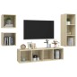 vidaXL Juego de muebles de salón 4 pzas madera ingeniería roble Sonoma