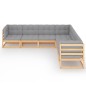 vidaXL Juego de muebles de jardín 7 pzas y cojines madera pino maciza