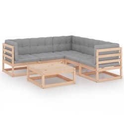 vidaXL Muebles de jardín 6 piezas con cojines de madera de pino maciza