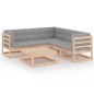vidaXL Muebles de jardín 6 piezas con cojines de madera de pino maciza vidaXL Muebles de jardín 6 piezas con cojines de madera de pino maciza