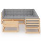 vidaXL Muebles de jardín 6 piezas con cojines de madera de pino maciza vidaXL Muebles de jardín 6 piezas con cojines de madera de pino maciza