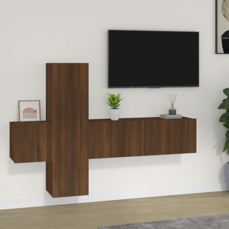 vidaXL Set de muebles para TV 3 pzas madera contrachapada roble marrón