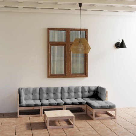 vidaXL Muebles de jardín 6 piezas con cojines de madera de pino maciza