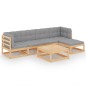 vidaXL Muebles de jardín 6 piezas con cojines de madera de pino maciza vidaXL Muebles de jardín 6 piezas con cojines de madera de pino maciza