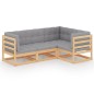 vidaXL Muebles de jardín 4 piezas con cojines de madera de pino maciza vidaXL Muebles de jardín 4 piezas con cojines de madera de pino maciza