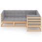 vidaXL Muebles de jardín 4 piezas con cojines de madera de pino maciza vidaXL Muebles de jardín 4 piezas con cojines de madera de pino maciza