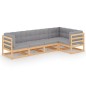 vidaXL Juego de muebles de jardín 5 pzas y cojines madera pino maciza vidaXL Juego de muebles de jardín 5 pzas y cojines madera pino maciza