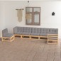 vidaXL Juego de muebles de jardín 7 pzas y cojines madera maciza pino vidaXL Juego de muebles de jardín 7 pzas y cojines madera maciza pino