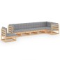 vidaXL Juego de muebles de jardín 7 pzas y cojines madera maciza pino vidaXL Juego de muebles de jardín 7 pzas y cojines madera maciza pino