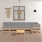 vidaXL Juego de muebles de jardín 7 pzas y cojines madera pino maciza vidaXL Juego de muebles de jardín 7 pzas y cojines madera pino maciza