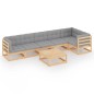 vidaXL Juego de muebles de jardín 7 pzas y cojines madera pino maciza vidaXL Juego de muebles de jardín 7 pzas y cojines madera pino maciza