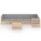 vidaXL Juego de muebles de jardín 7 pzas y cojines madera pino maciza vidaXL Juego de muebles de jardín 7 pzas y cojines madera pino maciza
