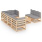 vidaXL Muebles de jardín 8 pzas y cojines madera maciza pino vidaXL Muebles de jardín 8 pzas y cojines madera maciza pino