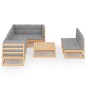 vidaXL Muebles de jardín 8 pzas y cojines madera maciza pino vidaXL Muebles de jardín 8 pzas y cojines madera maciza pino