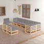 vidaXL Juego de muebles de jardín 9 pzas y cojines madera maciza pino vidaXL Juego de muebles de jardín 9 pzas y cojines madera maciza pino