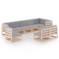 vidaXL Juego de muebles de jardín 9 pzas y cojines madera maciza pino vidaXL Juego de muebles de jardín 9 pzas y cojines madera maciza pino