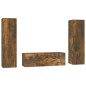vidaXL Set de muebles de TV 3 pzas madera contrachapada roble ahumado vidaXL Set de muebles de TV 3 pzas madera contrachapada roble ahumado